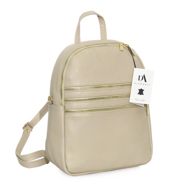 Rucsac din piele naturala, model DiAmanti Salvo Beige